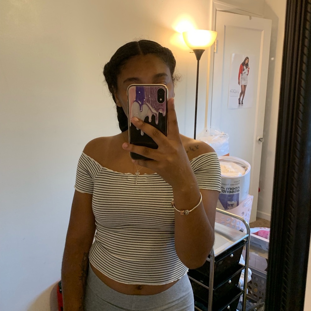 Striped off the shoulder top